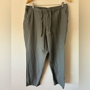 Cubavera Linen Blend Core Drawstring Pants in Castlerock dark grey - Size L